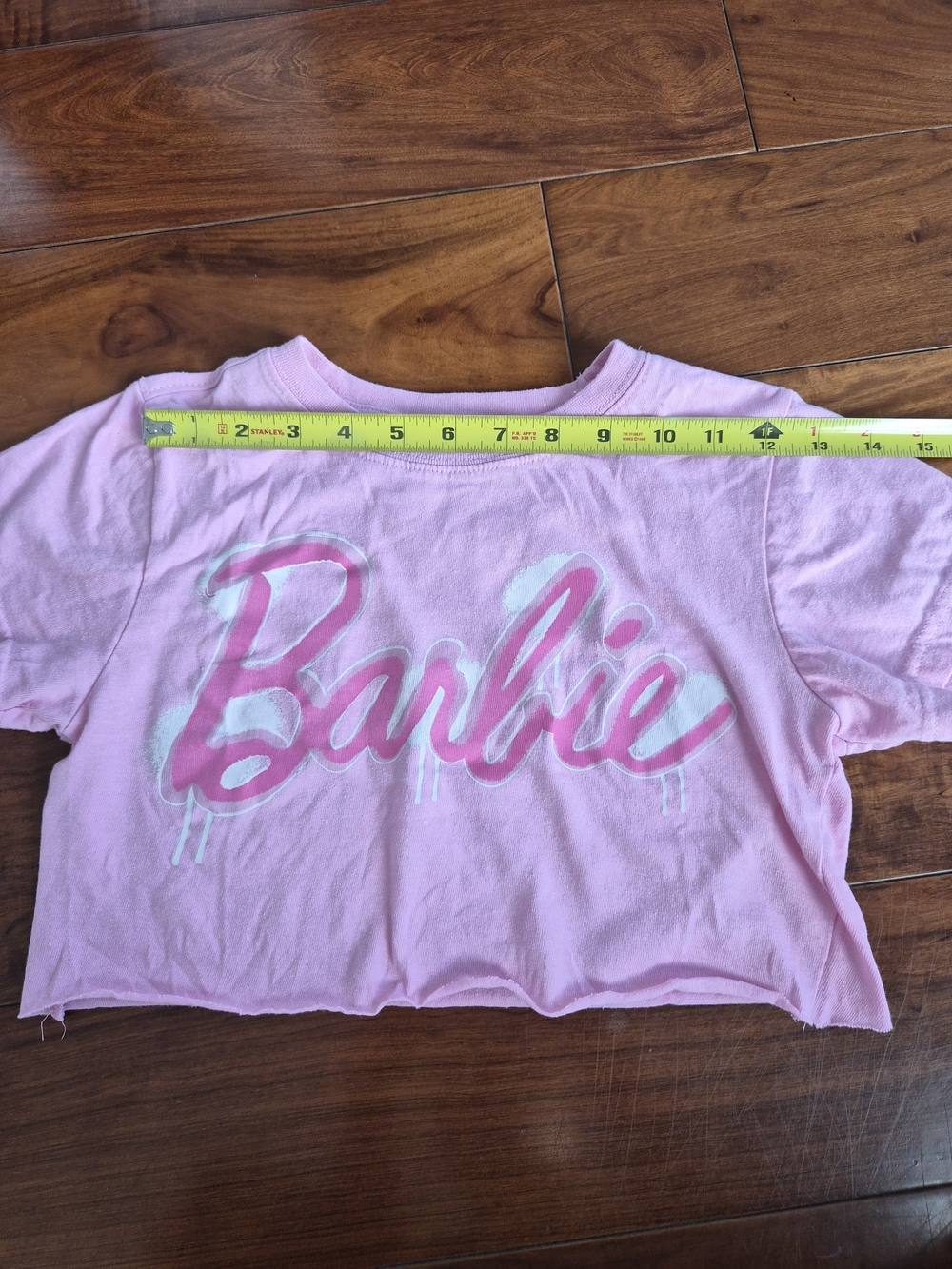 Barbie Pink Graphic Cropped Tee | Custom Raw Hem Top (Fits XS) - Picture 9 of 16